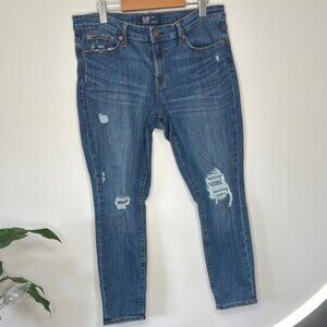 GAP Women Blue Ankle Cropped Distressed Jeans Leggings Size 12/31R